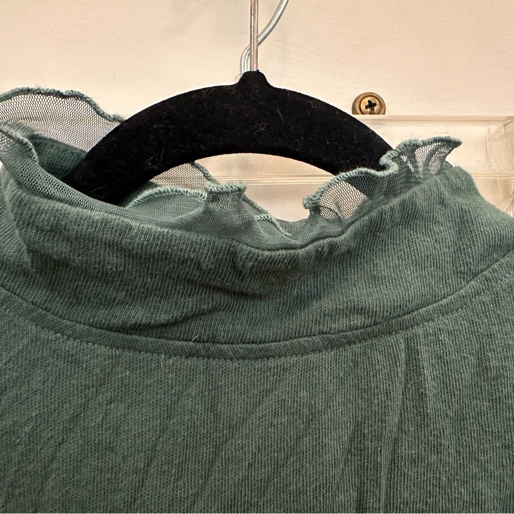 Free People Green Ruffled Sweatshirt - Picture 4 of 5